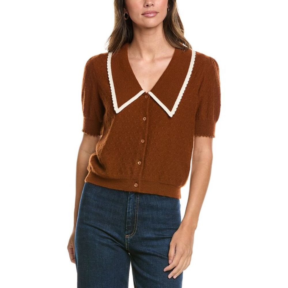 Frame Denim Womens The Cashmere Sailor Sweater, Rust